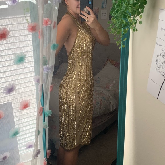 BLACK FRIDAY SALE 🖤100% Silk Vintage Jas Jas New York Beaded Halter Neck Dress - Picture 11 of 15